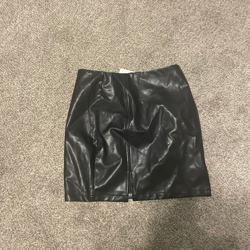 Black faux leather skirt